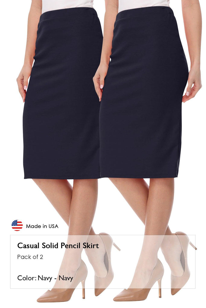 Women's Casual High Waist Stretch Pencil Skirt(Pack of 2) FashionJOA