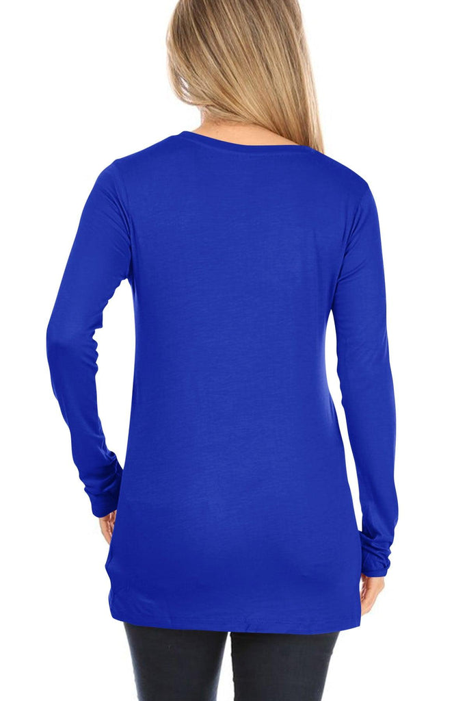 Women's Casual Long Sleeve Solid Stretch Relaxed Fit Basic Pull On T-Shirts Tunic Top FashionJOA