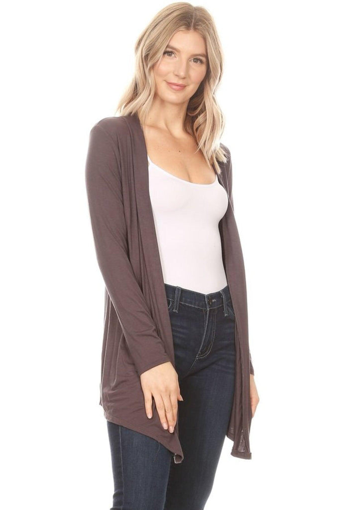 Women's Casual Long Sleeves Drape Open Front Solid Cardigan FashionJOA