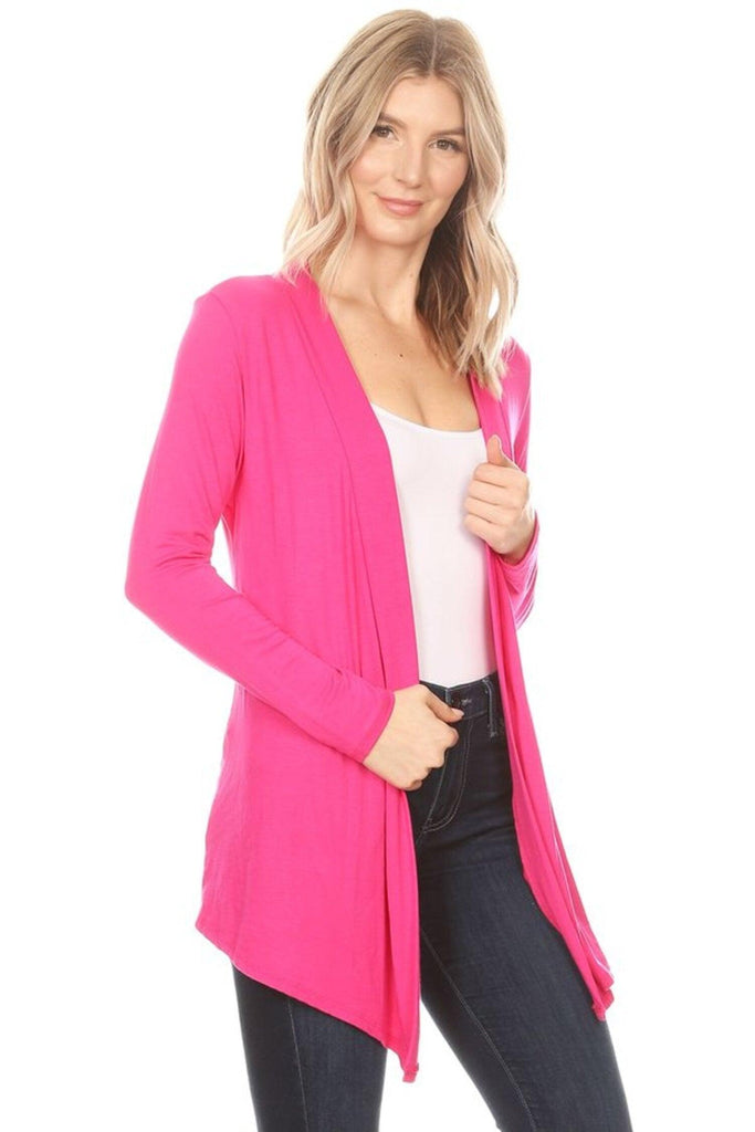 Women's Casual Long Sleeves Drape Open Front Solid Cardigan FashionJOA