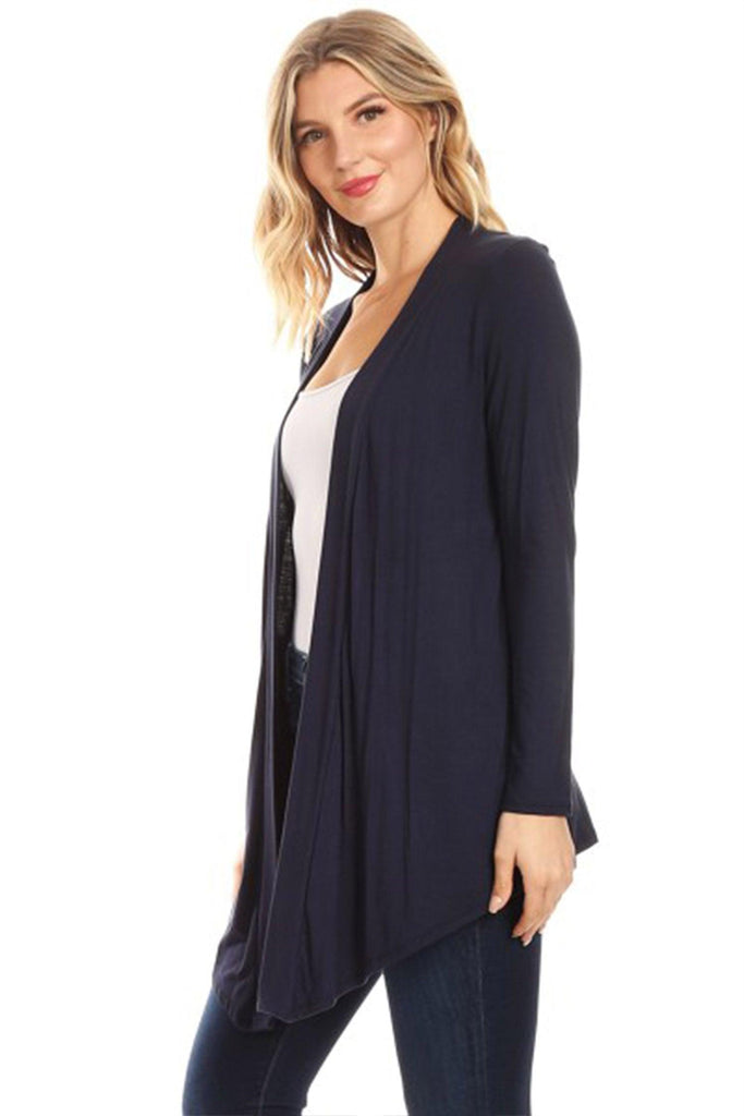 Women's Casual Long Sleeves Drape Open Front Solid Cardigan FashionJOA