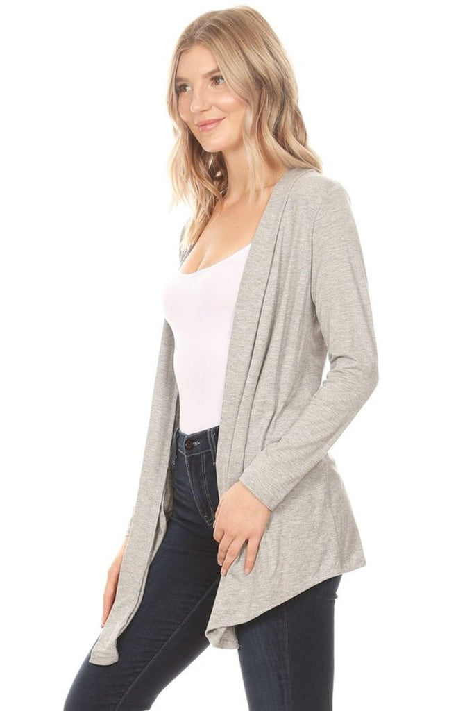 Women's Casual Long Sleeves Drape Open Front Solid Cardigan FashionJOA