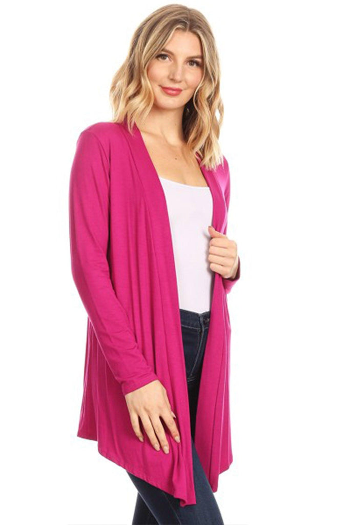 Women's Casual Long Sleeves Drape Open Front Solid Cardigan FashionJOA