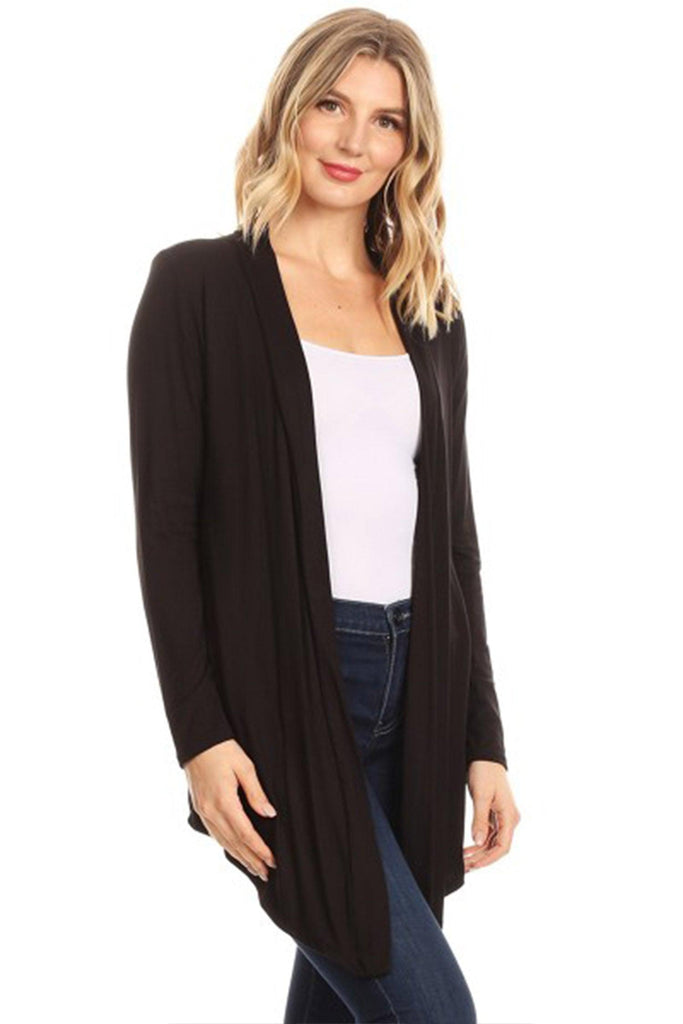 Women's Casual Long Sleeves Drape Open Front Solid Cardigan FashionJOA