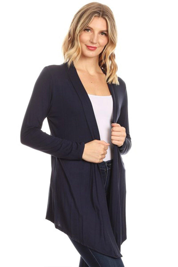 Women's Casual Long Sleeves Drape Open Front Solid Cardigan FashionJOA