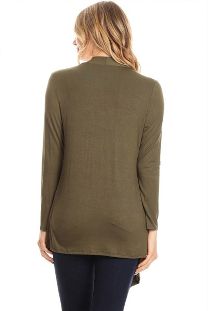 Women's Casual Long Sleeves Drape Open Front Solid Cardigan FashionJOA