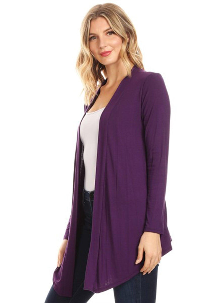 Women's Casual Long Sleeves Drape Open Front Solid Cardigan FashionJOA