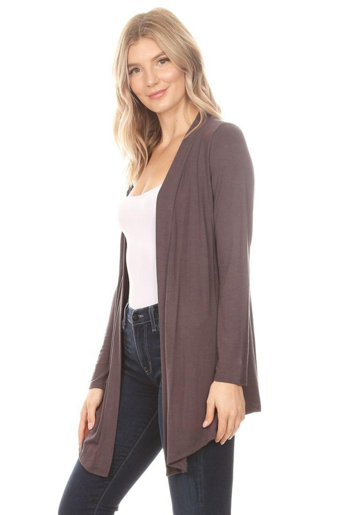 Women's Casual Long Sleeves Drape Open Front Solid Cardigan FashionJOA