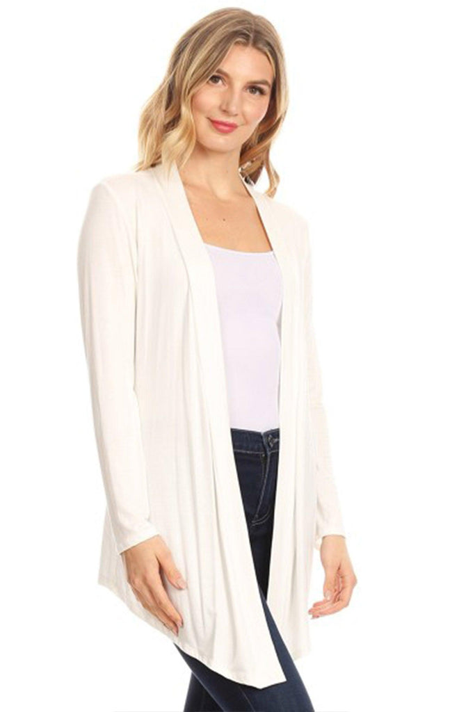 Women's Casual Long Sleeves Drape Open Front Solid Cardigan FashionJOA