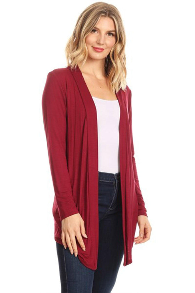 Women's Casual Long Sleeves Drape Open Front Solid Cardigan FashionJOA