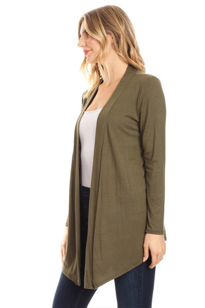 Women's Casual Long Sleeves Drape Open Front Solid Cardigan FashionJOA