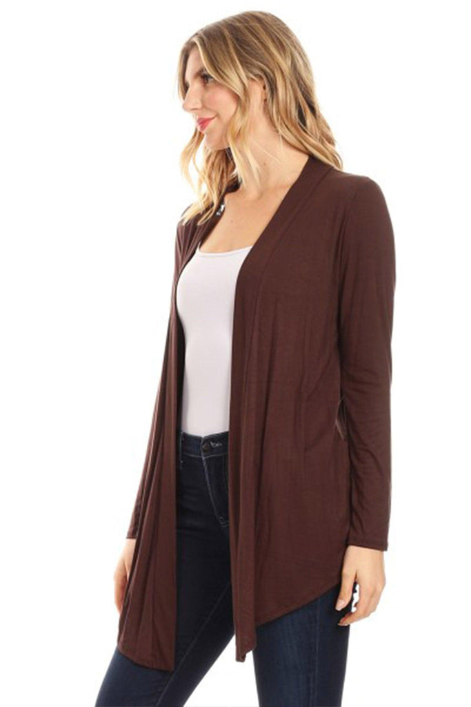 Women's Casual Long Sleeves Drape Open Front Solid Cardigan FashionJOA