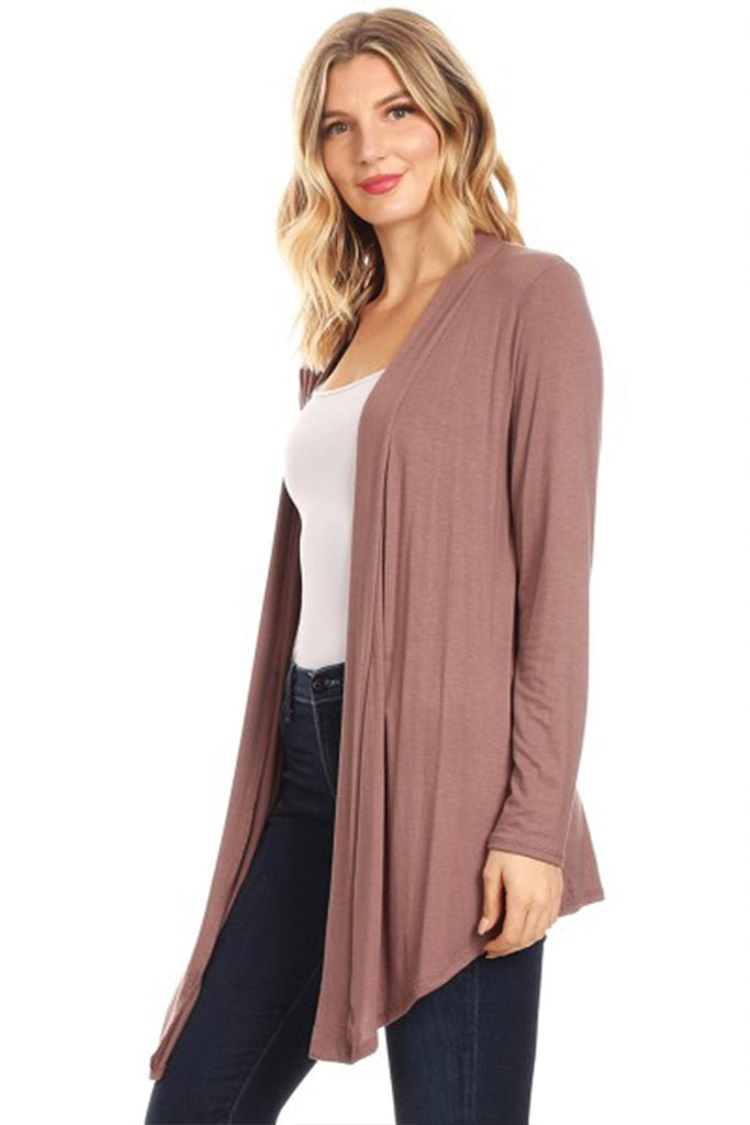 Women's Casual Long Sleeves Drape Open Front Solid Cardigan FashionJOA