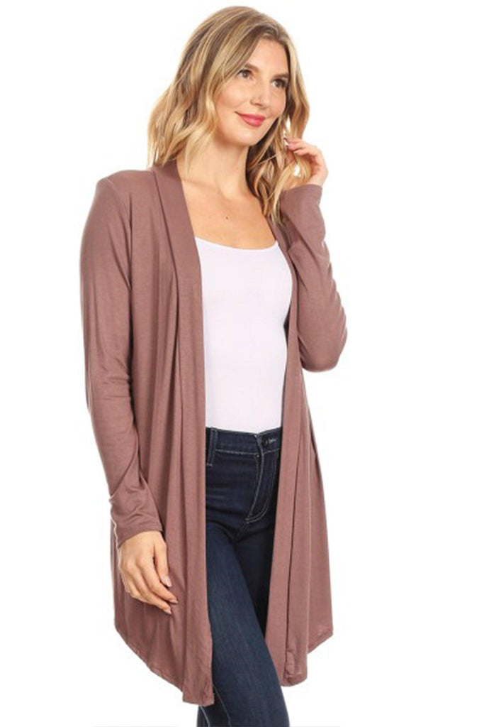 Women's Casual Long Sleeves Drape Open Front Solid Cardigan FashionJOA