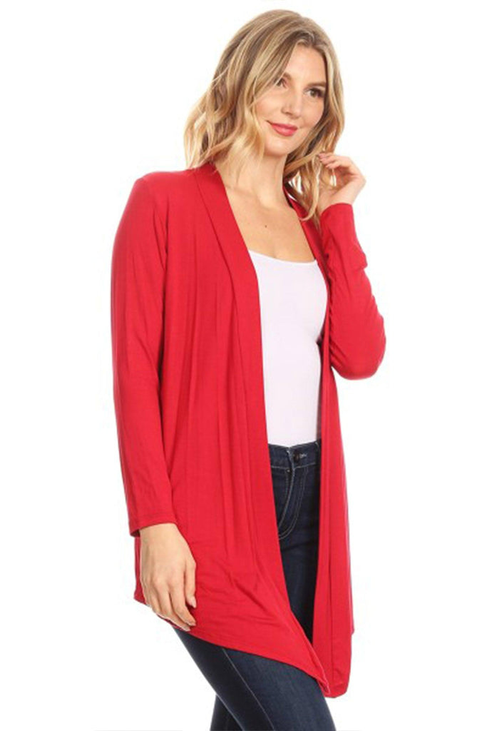 Women's Casual Long Sleeves Drape Open Front Solid Cardigan FashionJOA