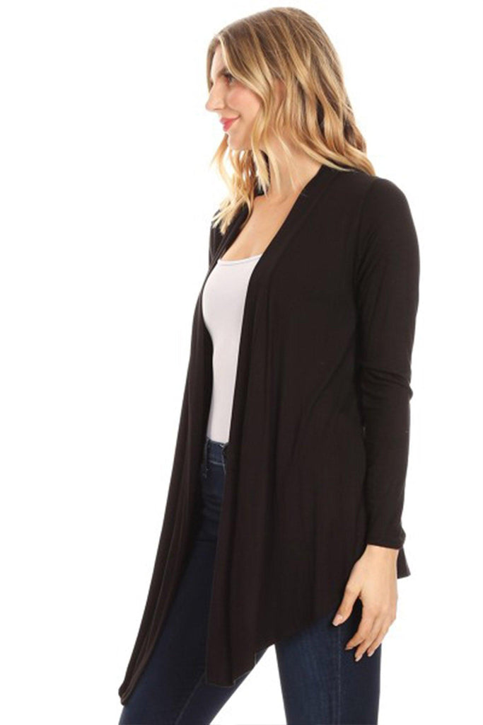 Women's Casual Long Sleeves Drape Open Front Solid Cardigan FashionJOA