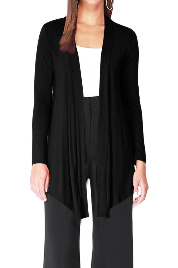 Women's Casual Long Sleeves Drape Open Front Solid Cardigan FashionJOA