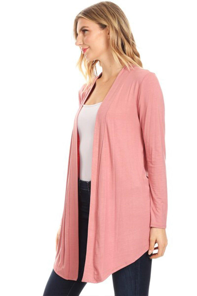 Women's Casual Long Sleeves Drape Open Front Solid Cardigan FashionJOA