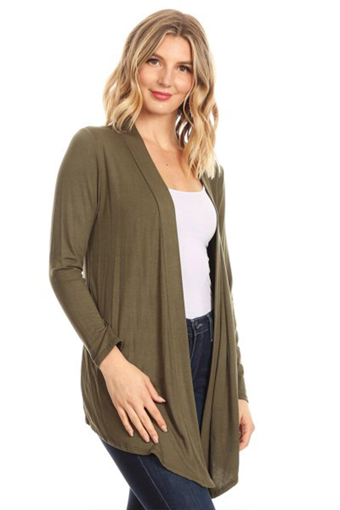 Women's Casual Long Sleeves Drape Open Front Solid Cardigan FashionJOA