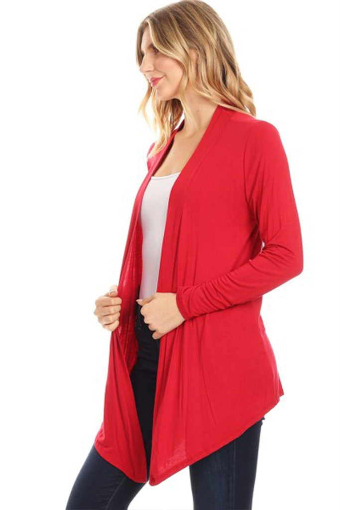 Women's Casual Long Sleeves Drape Open Front Solid Cardigan FashionJOA