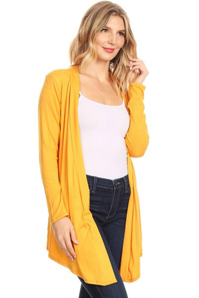 Women's Casual Long Sleeves Drape Open Front Solid Cardigan FashionJOA