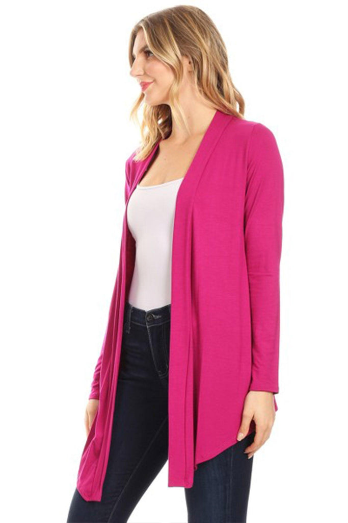 Women's Casual Long Sleeves Drape Open Front Solid Cardigan FashionJOA