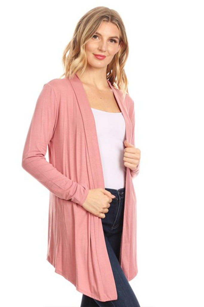 Women's Casual Long Sleeves Drape Open Front Solid Cardigan FashionJOA