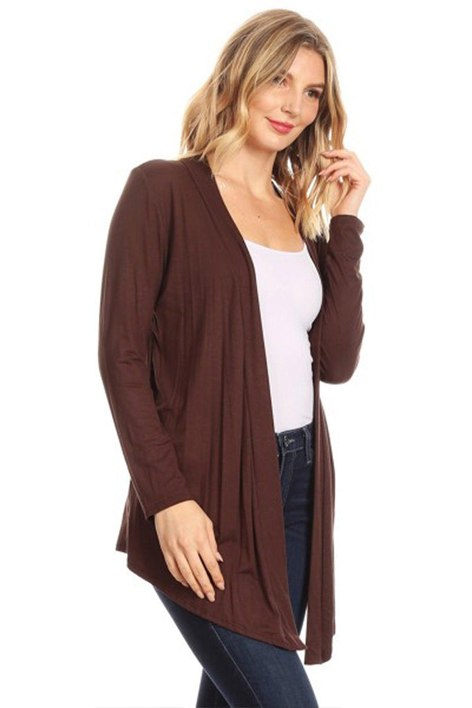 Women's Casual Long Sleeves Drape Open Front Solid Cardigan FashionJOA