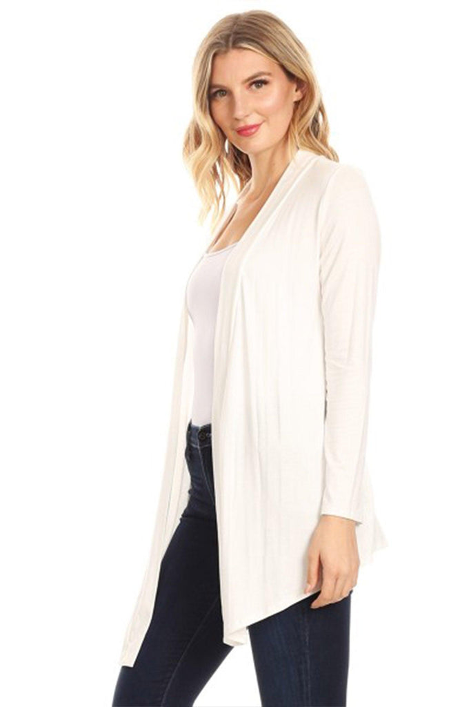 Women's Casual Long Sleeves Drape Open Front Solid Cardigan FashionJOA