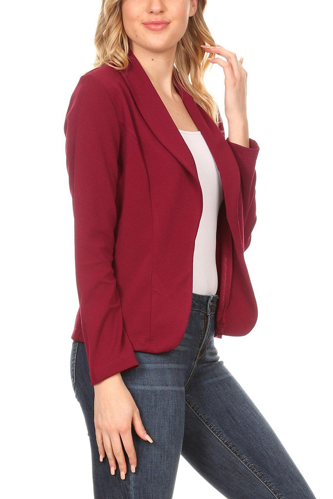 Women's Casual Office Work Wear Long Sleeve Fitted Open Blazer Jacket FashionJOA