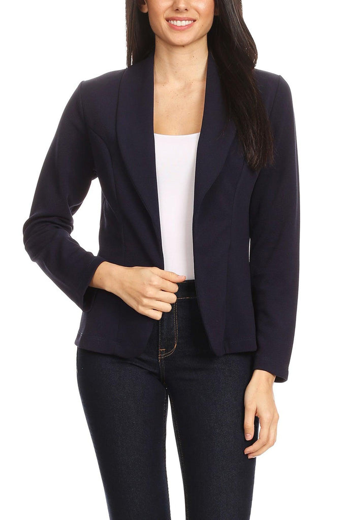 Women's Casual Office Work Wear Long Sleeve Fitted Open Blazer Jacket FashionJOA