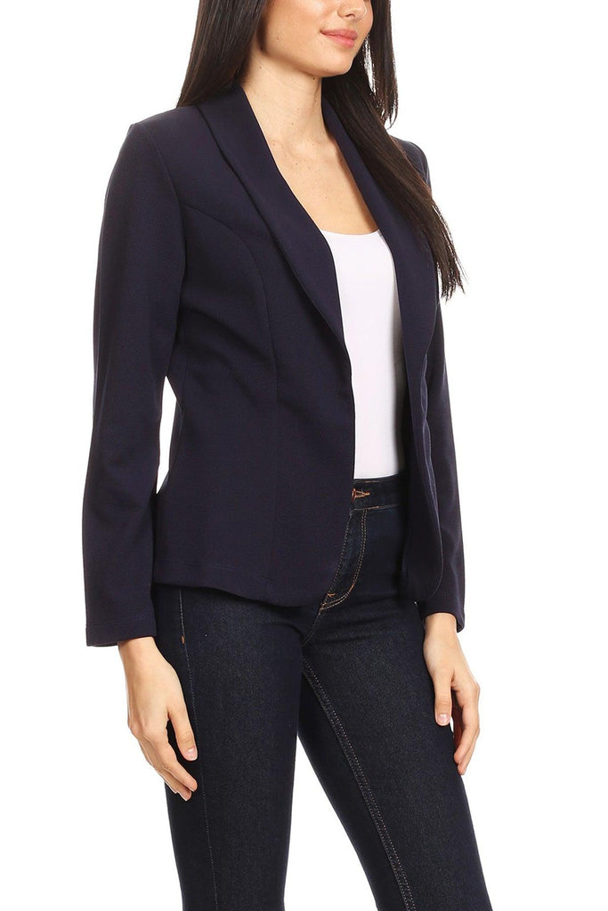 Women's Casual Office Work Wear Long Sleeve Fitted Open Blazer Jacket FashionJOA