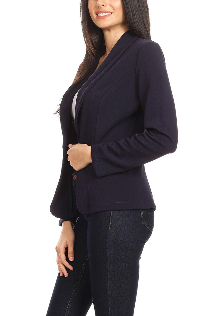 Women's Casual Office Work Wear Long Sleeve Fitted Open Blazer Jacket FashionJOA