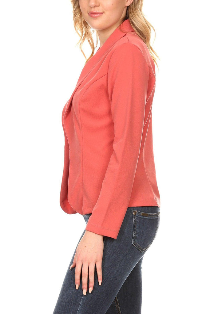 Women's Casual Office Work Wear Long Sleeve Fitted Open Blazer Jacket FashionJOA