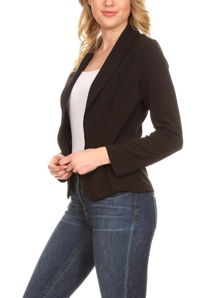 Women's Casual Office Work Wear Long Sleeve Fitted Open Blazer Jacket FashionJOA