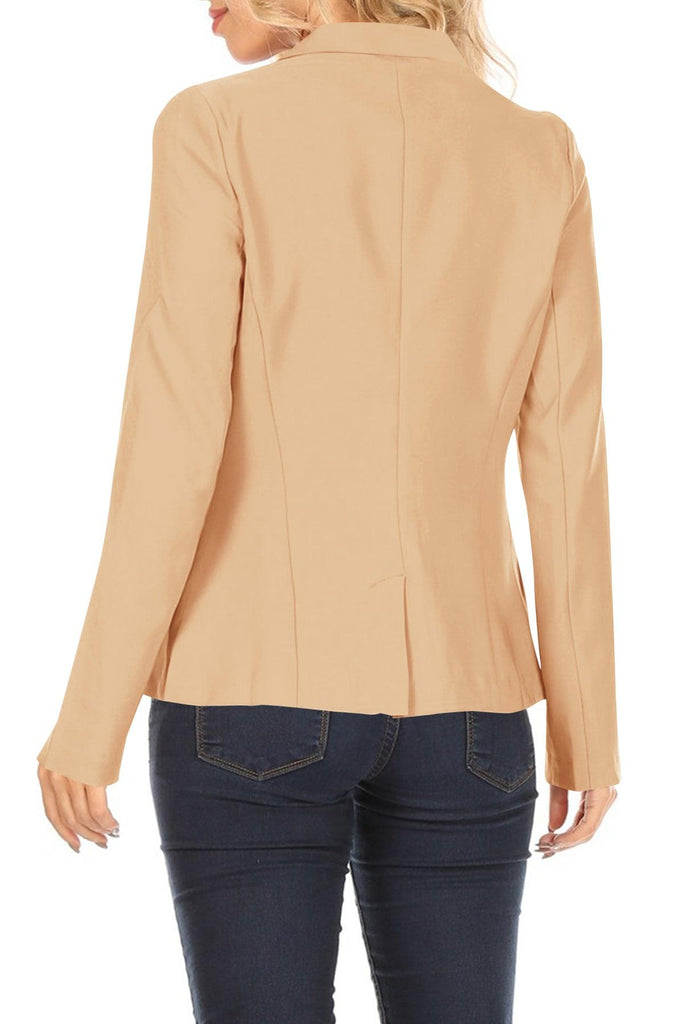 Women's Casual One Button Pocket Basic Long Sleeves Office Work Wear Solid Jacket Blazer FashionJOA