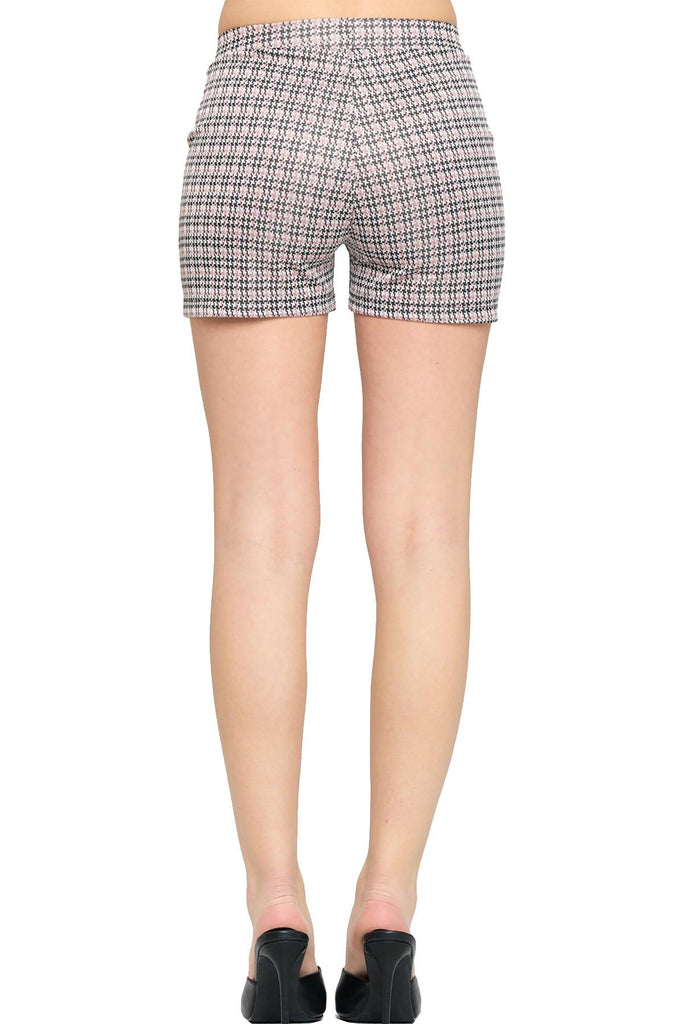 Women's Casual Plaid Print Fitted Shorts With Pocket FashionJOA