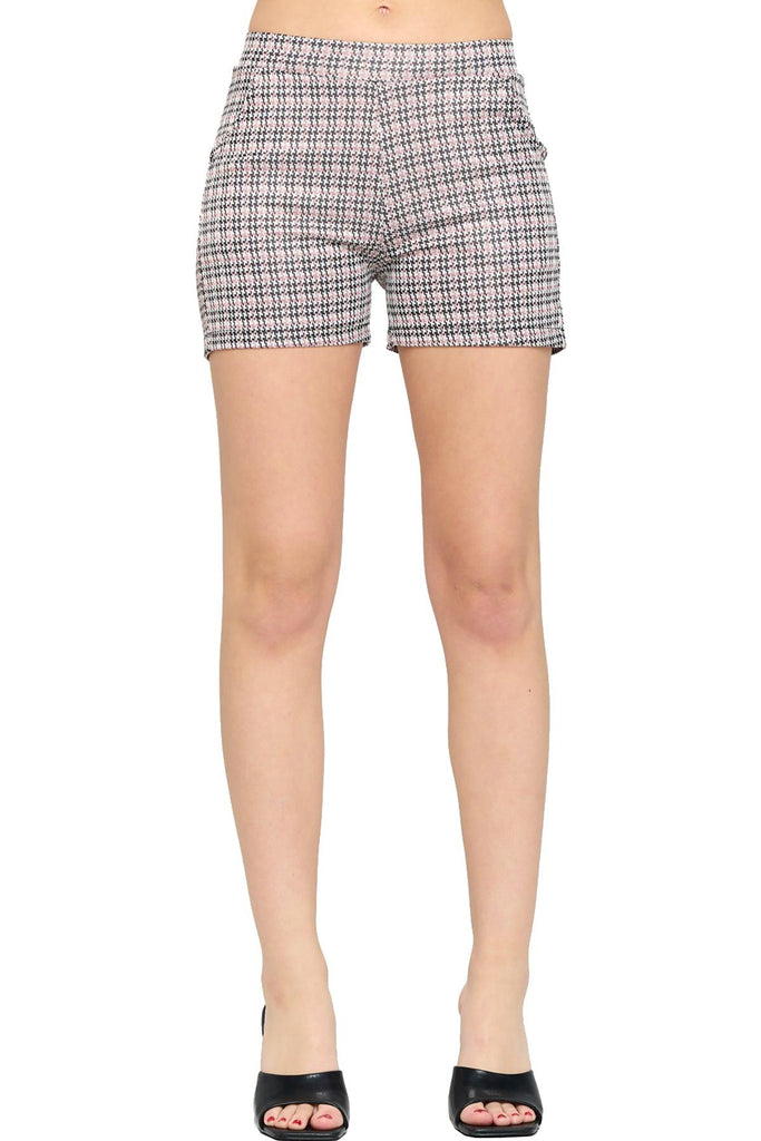 Women's Casual Plaid Print Fitted Shorts With Pocket FashionJOA