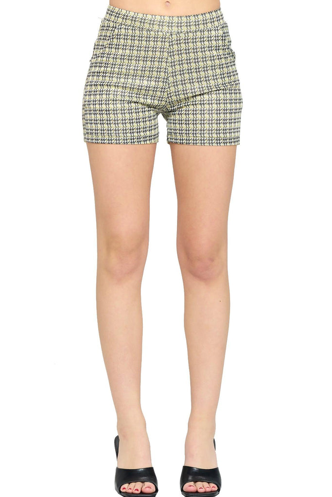 Women's Casual Plaid Print Fitted Shorts With Pocket FashionJOA