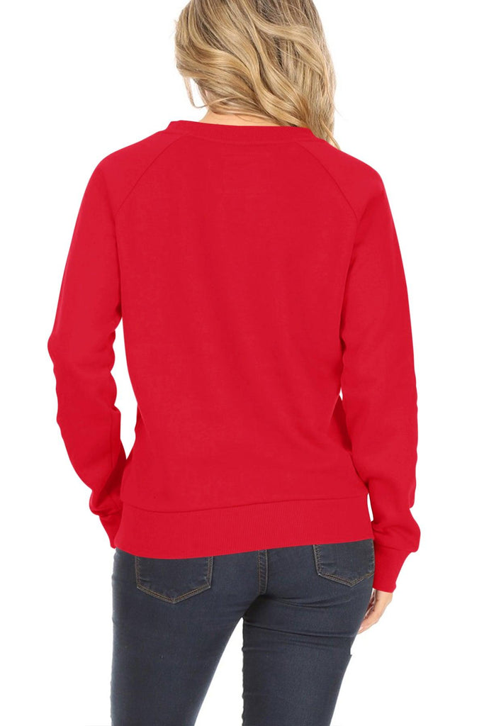 Women's Casual Pullover Fleece Long Sleeve Basic Crew Neck Solid Sweatshirt FashionJOA