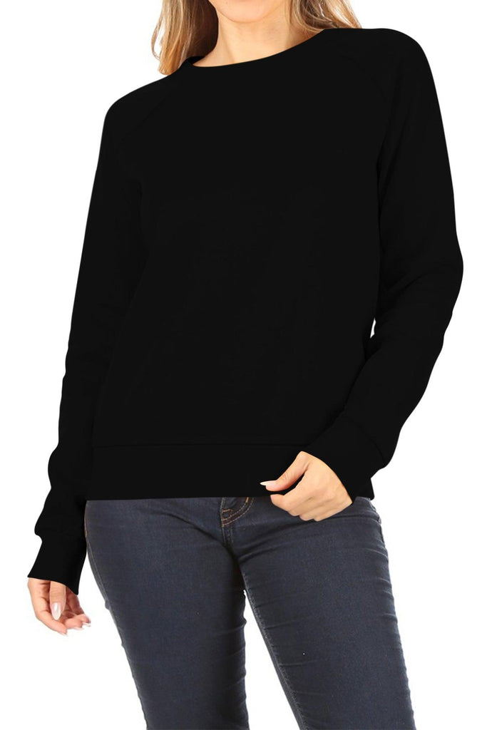 Women's Casual Pullover Fleece Long Sleeve Basic Crew Neck Solid Sweatshirt FashionJOA