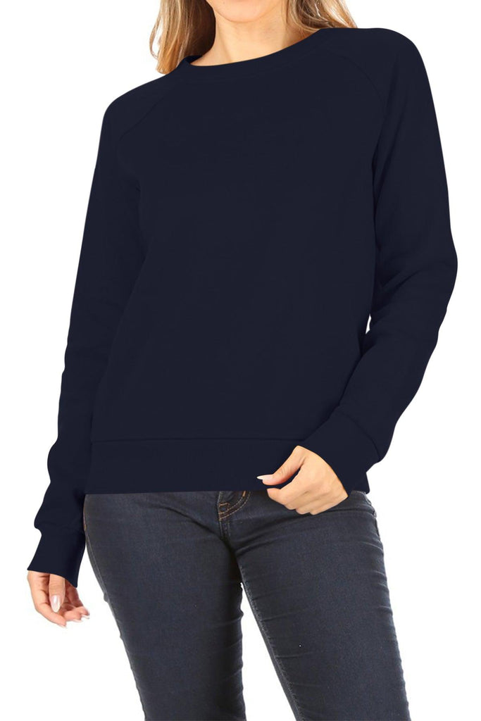 Women's Casual Pullover Fleece Long Sleeve Basic Crew Neck Solid Sweatshirt FashionJOA