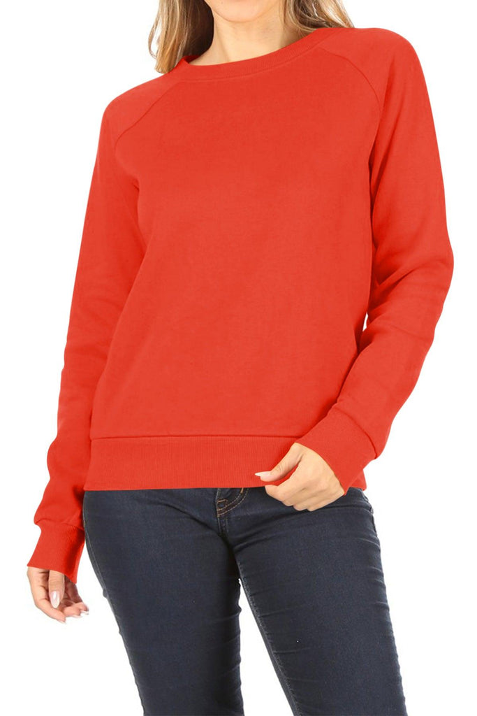 Women's Casual Pullover Fleece Long Sleeve Basic Crew Neck Solid Sweatshirt FashionJOA