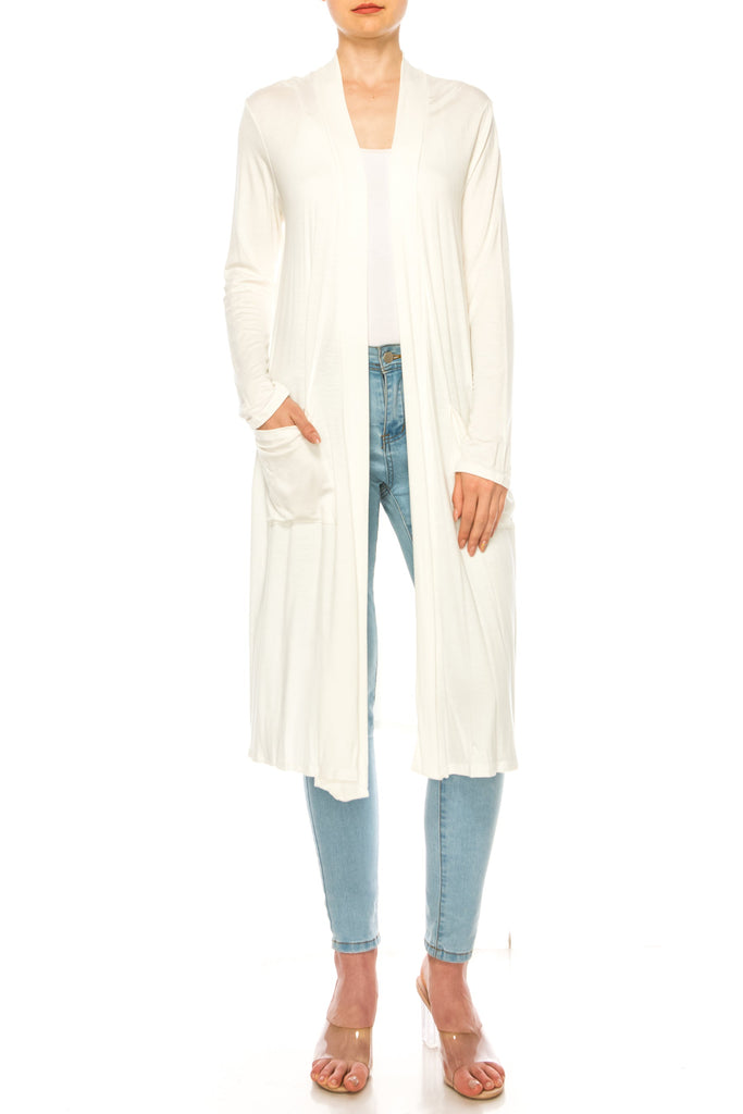 Women's Casual Relexed Fit Side Pockets Long Cardigan FashionJOA