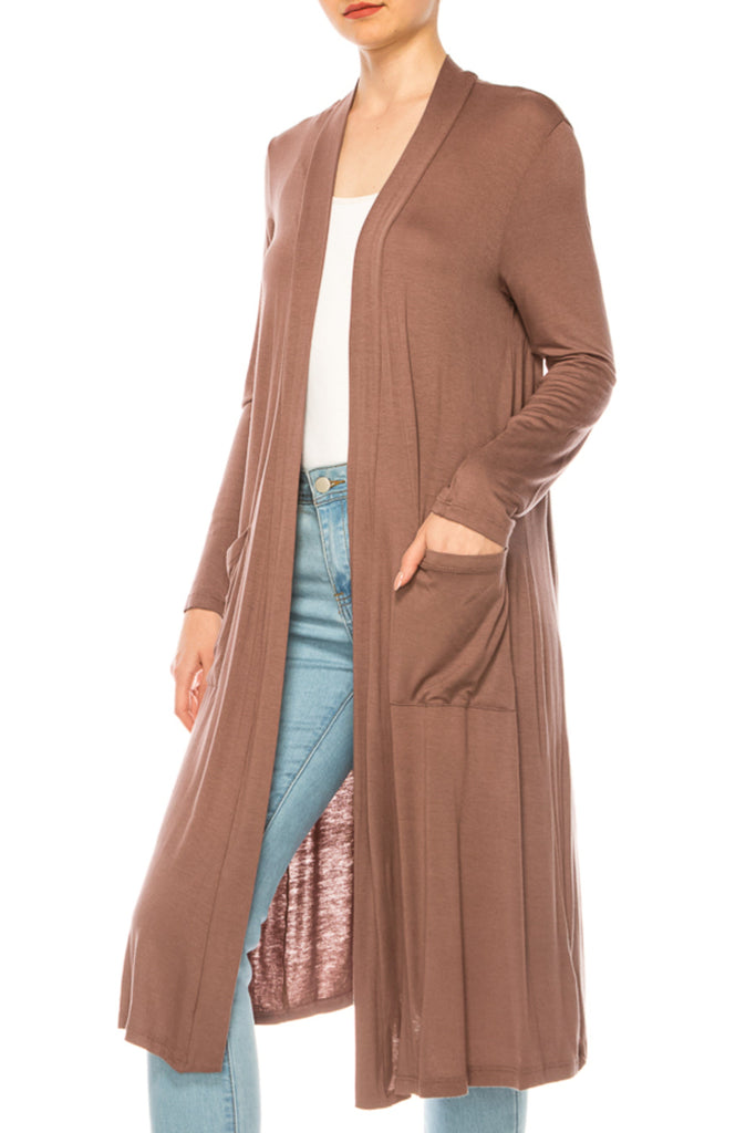 Women's Casual Relexed Fit Side Pockets Long Cardigan FashionJOA