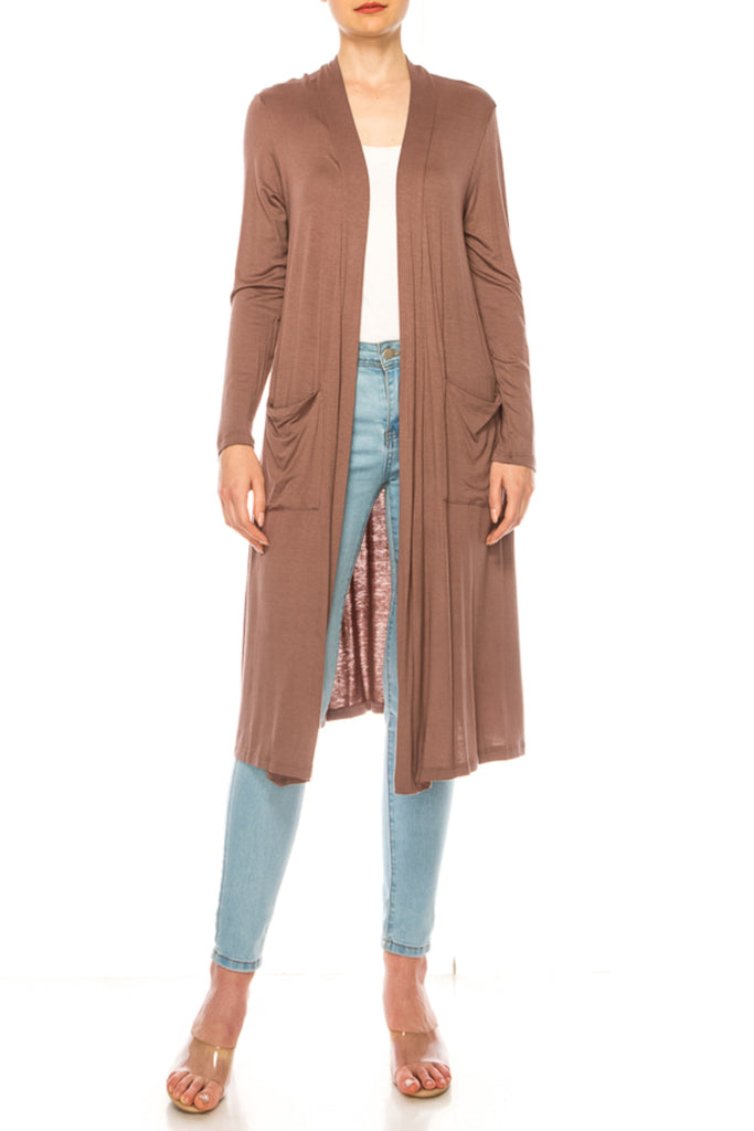 Women's Casual Relexed Fit Side Pockets Long Cardigan FashionJOA