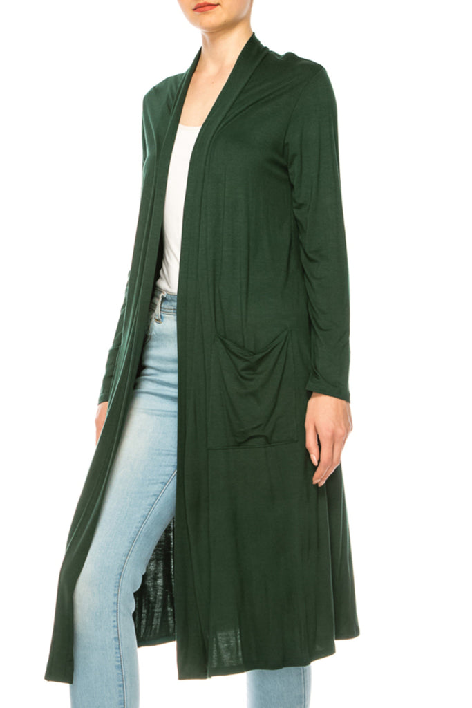 Women's Casual Relexed Fit Side Pockets Long Cardigan FashionJOA