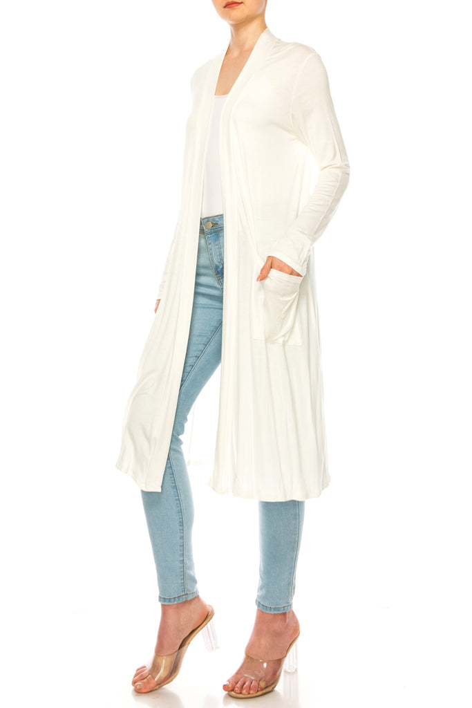 Women's Casual Relexed Fit Side Pockets Long Cardigan FashionJOA