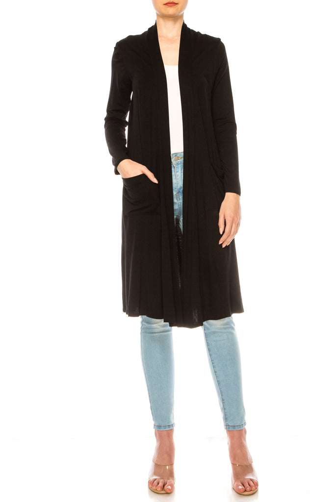 Women's Casual Relexed Fit Side Pockets Long Cardigan FashionJOA