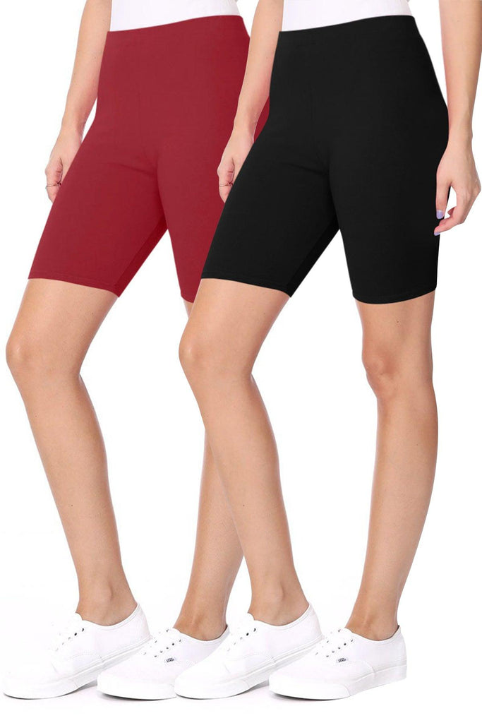 Women's Casual Seamless Elastic High Waist Running Yoga Biker Shorts Pants (Pack of 2) FashionJOA